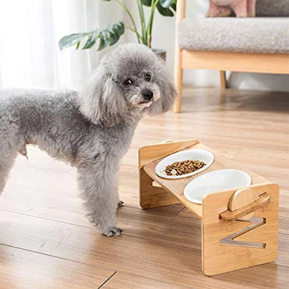 Comedero Elevado de Bambú para Perros