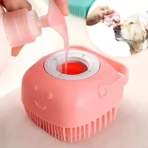 Cepillo de Baño para Perros con Dispensador de Champú