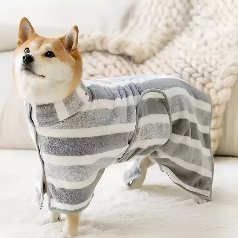 dog bathrobe, dog towel robe, dog bath towel, super absorbent dog towel